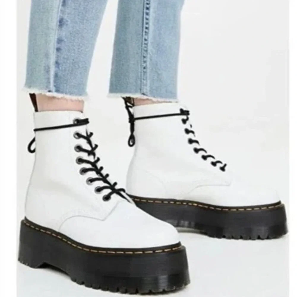NEW Dr. Martens 1460 Pascal Max White Leather Platform Combat Boots